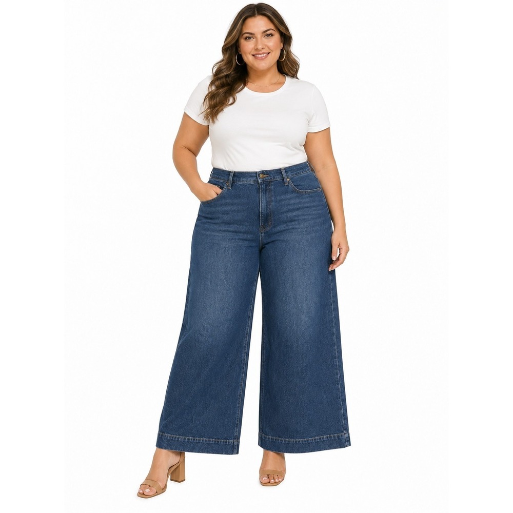 A.N.A High Rise Wide Leg Jeans Women Size 16 Barrel - Picture 1 of 9